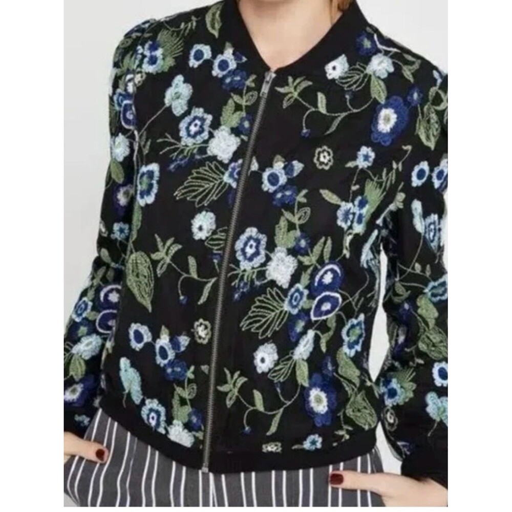 BCBGeneration Embroidered Floral Bomber Jacket - S